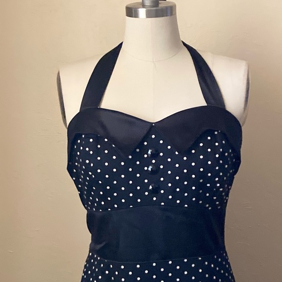 Grace Karin Women’s  Dress Black White Polka Dot Halter Retro Swing Size 14 NWOT - Picture 6 of 10